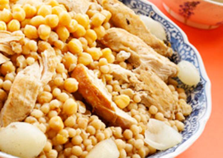 Recipe of Favorite Semolina dough grains with chicken - moghrabieh