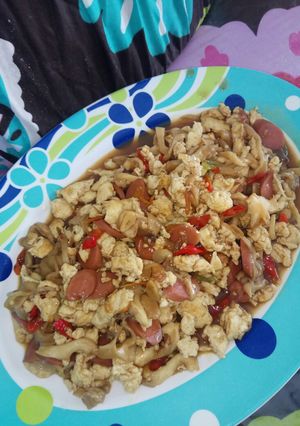 Foto resep Oseng jamur tiram sosis putih telur