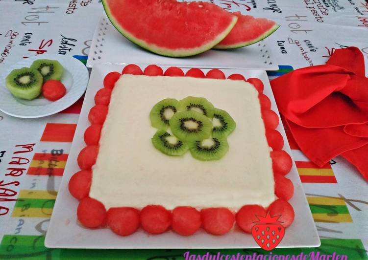 Pudín de melón con sandía