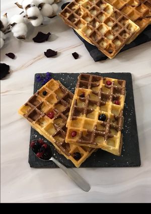 Une photo de Gaufres marbrées au chocolat