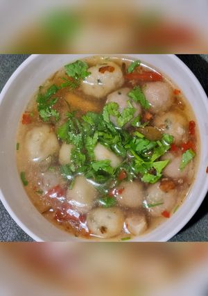 Foto resep Cilok daging sapi kuah pedas