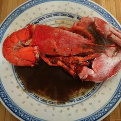 Japanese steamed lobster in umani past sauce A picture of Japanese steamed lobster in umani past sauce.