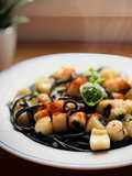 Creamy Spaghetti with Scallops and Wild Garlic