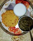 Sarso ka saag or makki ki roti with taazi chaajh