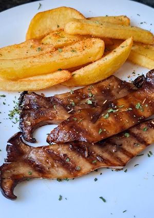 Grillezett ördögszekér gomba szeletek recept fotója