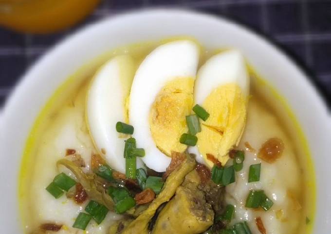 Cara membuat Bubur Ayam Kuah Kuning  dari sisa  nasi  pake 