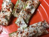 Bacon and chive stuffed celery sticks