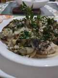Salsa de crema de puerros y champiñones