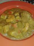 Porrilla de patatas, gambas y bocas de mar