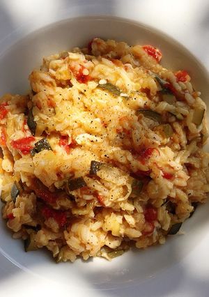 Foto principal de Risotto de verduras con bacalao