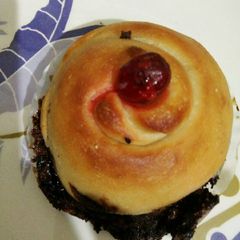 A picture of Nutella stuffed swrill bun.
