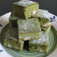 A picture of Matcha, White Chocolate & Macadamia Brownie.