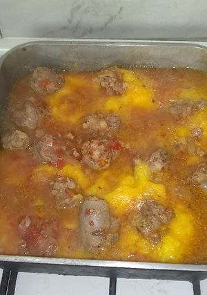 Una foto de Polenta con chorizo