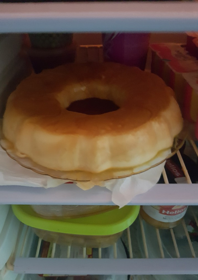 Una foto de Flan de queso