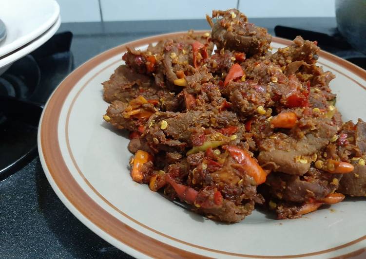 Resep Oseng daging mercon (menu diet no gula, minyak, santan, tepung) Anti Gagal