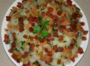 Hình của món Xôi Lạp Xưởng Tôm Khô Cho Bữa Sáng.