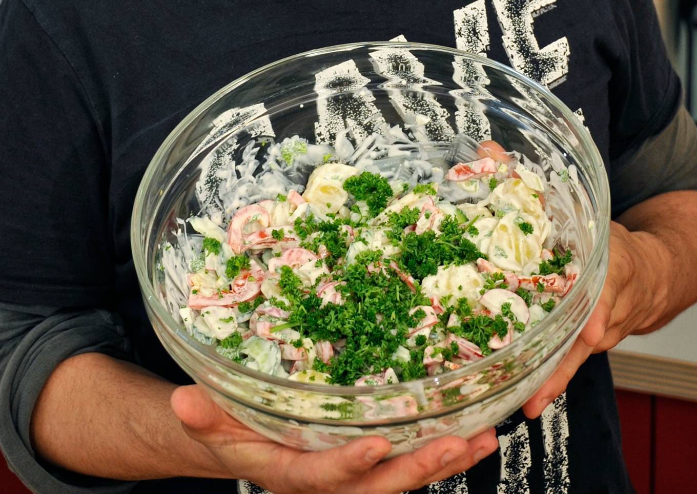 Potato salad with capsicum and cucumber