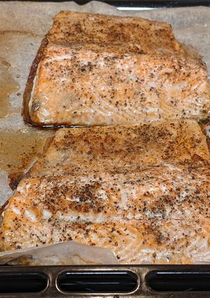 Una foto de Salmón al horno
