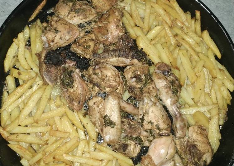 Steps to Prepare Any-night-of-the-week Oven Baked Chicken and fries