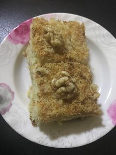 صورة لوصفة بسبوسة بالكنافة