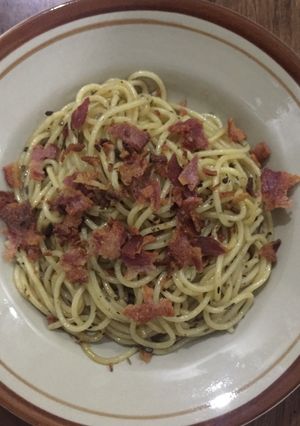 Foto resep Spaghetti Aglio Olio with Bacon