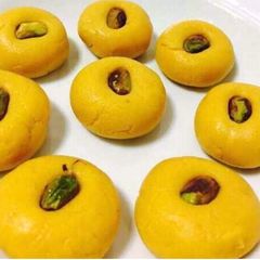 A picture of Saffron Milk Peda.
