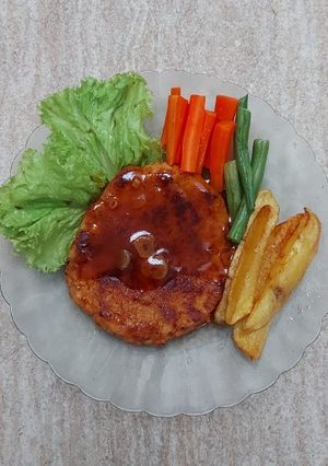 Foto resep Steak tempe jamur saus BBQ