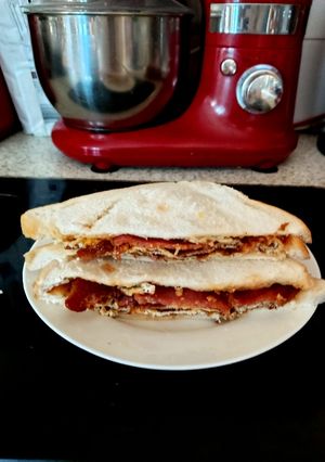 A picture of My, Omelette, Bacon and Cheese Sandwich 🤩.