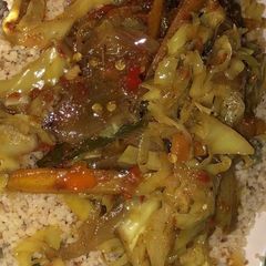 Couscous da miyar cabege A picture of Couscous da miyar cabege.