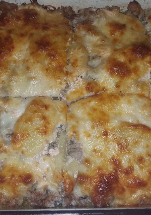 Rakott krumpli darált hússal recept fotója