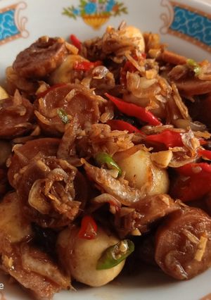 Foto resep Telur puyuh pedes manis udang sosis