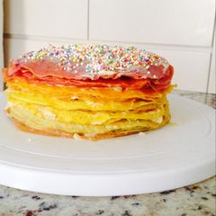 A picture of Rainbow Pancake Cake <3.