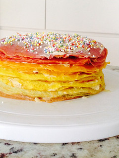 A picture of Rainbow Pancake Cake <3.