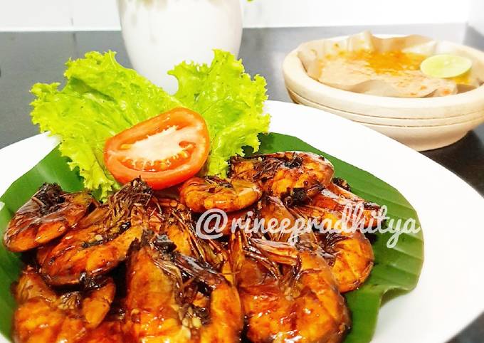 Udang bakar teflon sambal segar