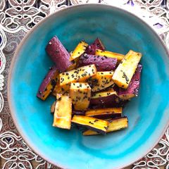 A picture of Soy sauce and Honey Fried Sweet Potato.