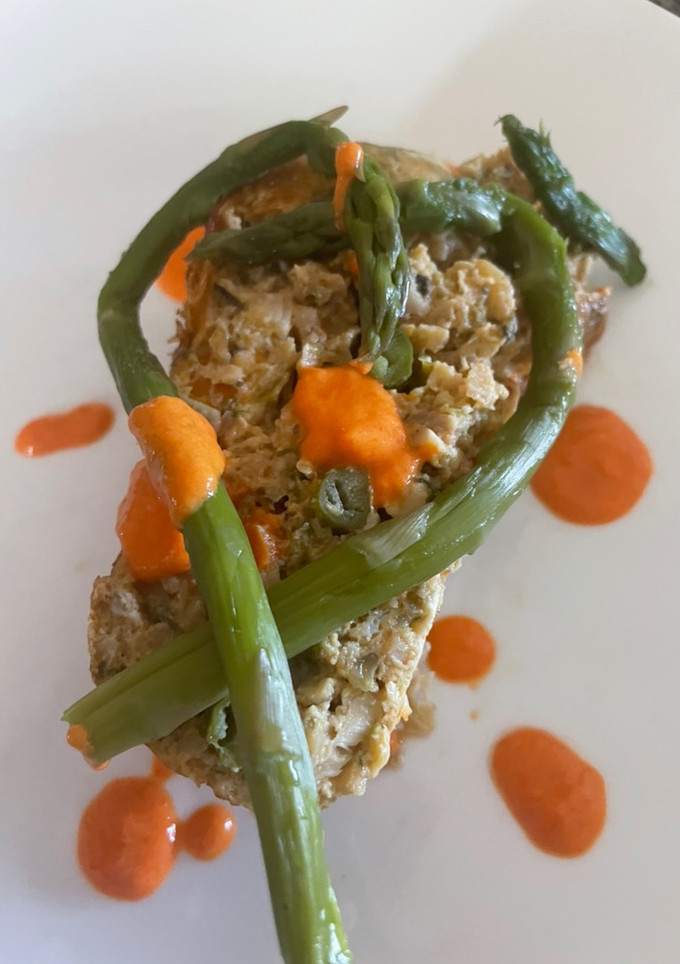 Una foto de Terrina de pescado con camarones multicolor!!