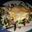 Espárragos verdes con jamón+queso+huevo