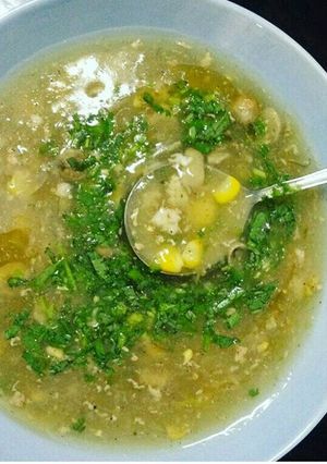Hình của món Súp tôm nấm bắp.