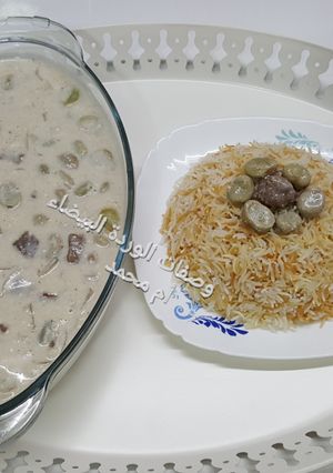 صورة لوصفة فول أخضر ولحمة باللبن