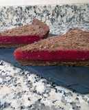 Tarta de arándanos, limón y chocolate