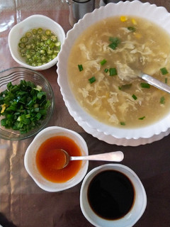 A picture of Chicken corn soup.