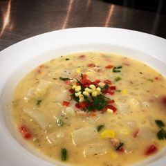 A picture of Grilled Corn Potato Chowder.