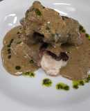 Niño envuelto (Cárnico) con crema de hongos de pino!