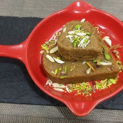 Aata(wheat flour)&Bran halwa A picture of Aata(wheat flour)&Bran halwa.