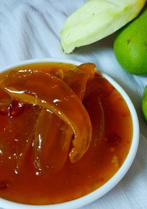 A picture of Sweet and sour Raw mango chutney.