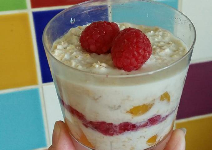 Vickys Peach Melba Overnight Oats, GF DF EF SF NF