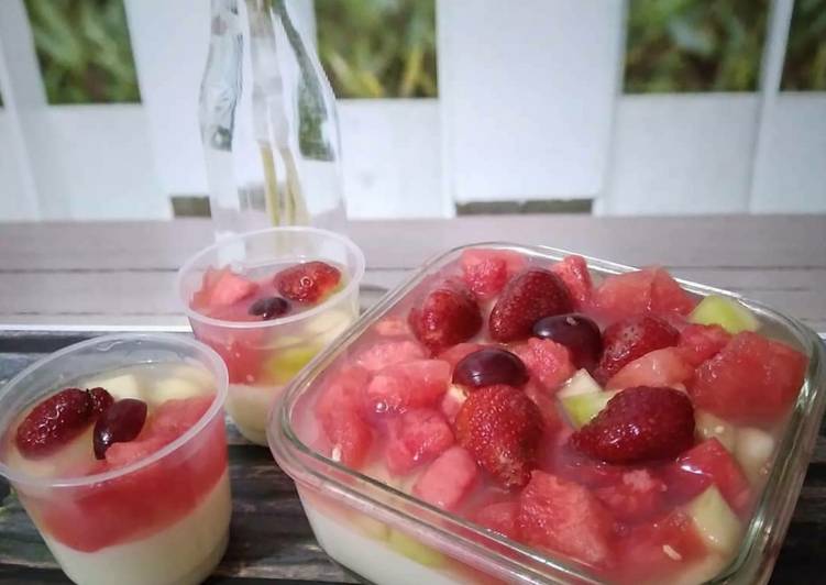 Mudah Cepat Memasak Puding Susu Buah Segar Sedap