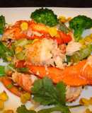 Lobster with roasted corn salad