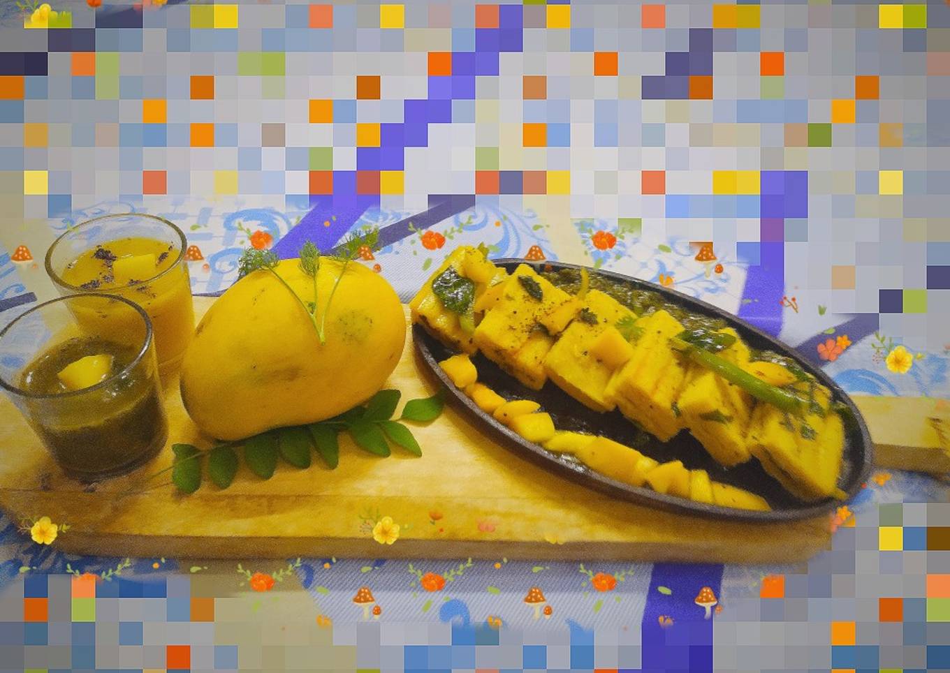 Mango grilled dhokla