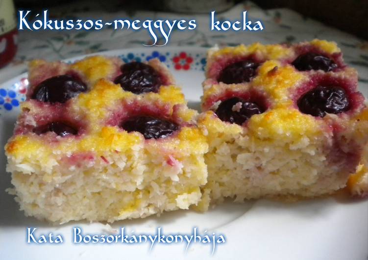 Kókuszos-meggyes kocka (gluténmentes)